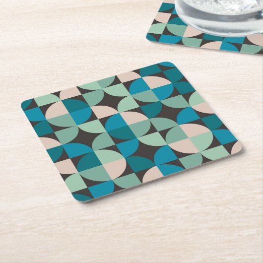 レトロのヴィンテージの60年代パターン スクエアペーパーコースター (アングル)