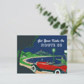 レトロのヴィンテージはルート66の郵便はがきのあなたの蹴りを得ます ポストカード (スタンド正面)