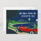 レトロのヴィンテージはルート66の郵便はがきのあなたの蹴りを得ます ポストカード (正面/裏面)