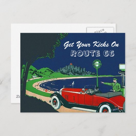 レトロのヴィンテージはルート66の郵便はがきのあなたの蹴りを得ます ポストカード (正面/裏面)