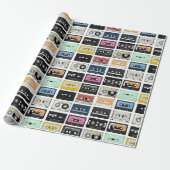 レトロのヴィンテージカセット組合せは芸術パターンを録音します ラッピングペーパー (アンロールド)