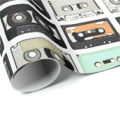 レトロのヴィンテージカセット組合せは芸術パターンを録音します ラッピングペーパー (ロールコーナー)