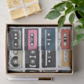 レトロのヴィンテージカセット組合せは芸術パターンを録音します 薄葉紙 (ギフト)