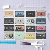 レトロのヴィンテージカセット組合せは芸術パターンを録音します 薄葉紙 (クラフト)