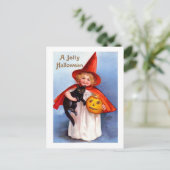 レトロのヴィンテージハロウィンすてきなハロウィン シーズンポストカード (スタンド正面)