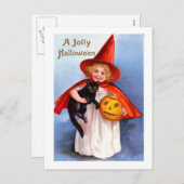 レトロのヴィンテージハロウィンすてきなハロウィン シーズンポストカード (正面/裏面)