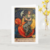 レトロのヴィンテージハロウィン嬉しいハロウィン カード (黄色い花)