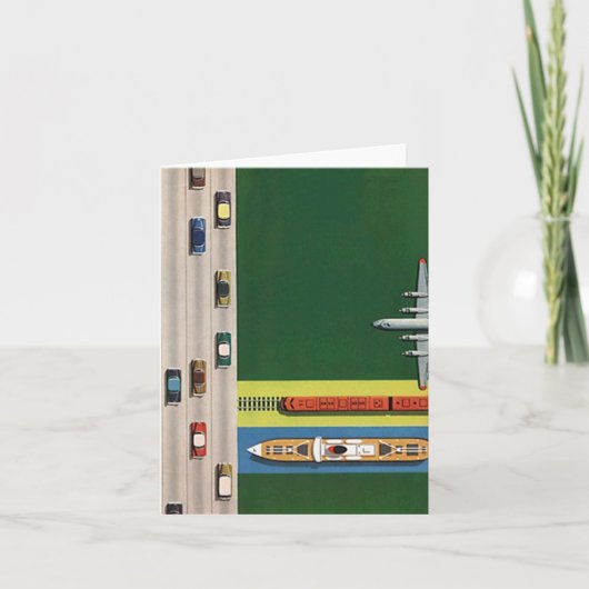 レトロのヴィンテージ旅行モード旅行のブランクのメッセージカード カード (正面)