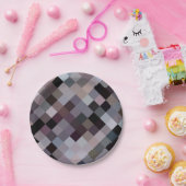 レトロのヴィンテージ色の立方体ピクセルパターン ペーパープレート (パーティー)