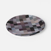 レトロのヴィンテージ色の立方体ピクセルパターン ペーパープレート (アングル)