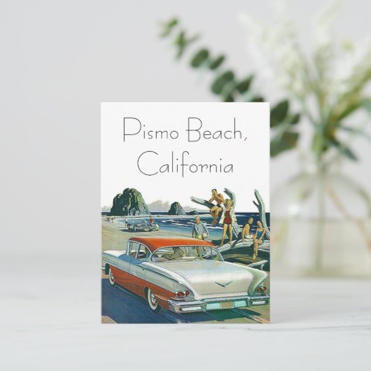 レトロのヴィンテージ車の郵便はがき旅行遠征のカスタム ポストカード (スタンド正面)