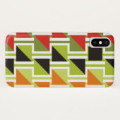 レトロの三角形のパターンと緑の黒い正方形 Case-Mate iPhoneケース (裏面(横))