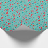 レトロの世紀半ばのスターバストおよびダイヤモンドのクリスマス ラッピングペーパー (角)