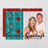 レトロの世紀半ばのモダンなクリスマスの写真カード シーズンカード (正面/裏面)