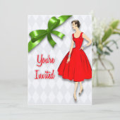 レトロの世紀半ばのモダンなクリスマス・パーティ 招待状 (スタンド正面)