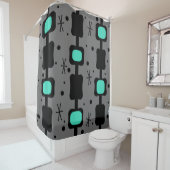 レトロの中モダン段ボックスターコイズ シャワーカーテン (インサイチュ)