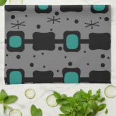 レトロの中モダン段ボックスティール(緑がかった色) キッチンタオル (折り畳み)