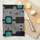 レトロの中モダン段ボックスティール（緑がかった色） キッチンタオル (四つ折り)