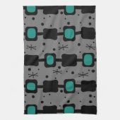 レトロの中モダン段ボックスティール（緑がかった色） キッチンタオル (縦)