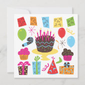 レトロの中世紀の誕生日パーティーの招待 招待状 (裏面)