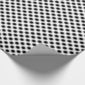 レトロの丸いドット、グレー、白黒 ラッピングペーパー (角)