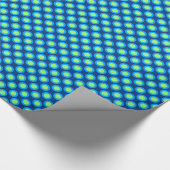 レトロの丸いドット、コバルトブルーとライトグリーン ラッピングペーパー (角)