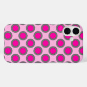 レトロの丸いドット、明るい赤紫色、グレーとピンク Case-Mate iPhoneケース (裏面 (横))