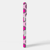 レトロの丸いドット、明るい赤紫色、グレーとピンク Case-Mate iPhoneケース (裏面 / 右)