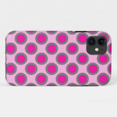 レトロの丸いドット、明るい赤紫色、グレーとピンク Case-Mate iPhoneケース (裏面(横))