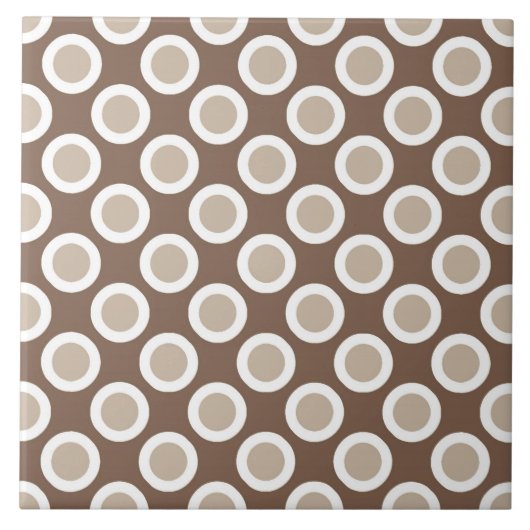 レトロの丸いドット、taupe tanの色合い タイル (正面)