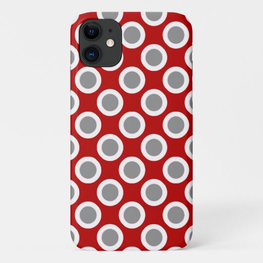 レトロの丸い点、深い赤と灰色 Case-Mate iPhoneケース (裏面)
