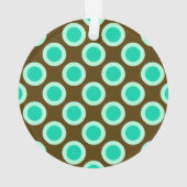 レトロの丸い点、茶色とターコイズ オーナメント (裏面)