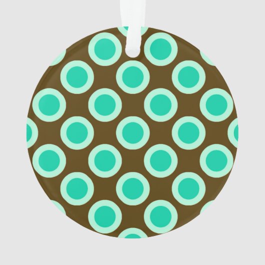 レトロの丸い点、茶色とターコイズ オーナメント (裏面)
