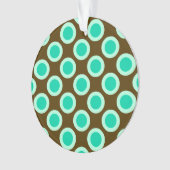 レトロの丸い点、茶色とターコイズ オーナメント (正面)