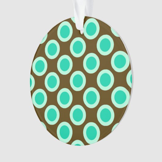 レトロの丸い点、茶色とターコイズ オーナメント (正面)