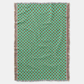 レトロの丸い点、茶色とターコイズ スローブランケット (正面縦)