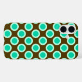 レトロの丸い点、茶色とターコイズ Case-Mate iPhoneケース (裏面 (横))