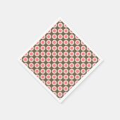 レトロの丸みを帯びたドット、トープ、コーラルピンク スタンダードカクテルナプキン (角)
