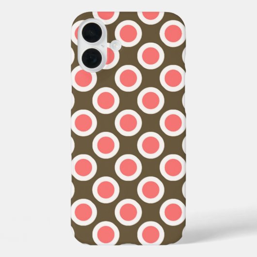 レトロの丸みを帯びたドット、トープ、コーラルピンク Case-Mate iPhoneケース (裏面)