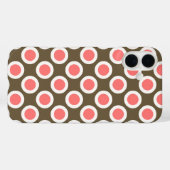 レトロの丸みを帯びたドット、トープ、コーラルピンク Case-Mate iPhoneケース (裏面 (横))