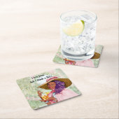 レトロの主婦のカラーハットカクテルフラワー スクエアペーパーコースター (インサイチュ)