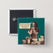 レトロの主婦ボタン- Sleepytimeのケーキ 缶バッジ (正面&裏面)