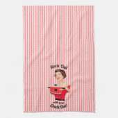 レトロの主婦ロックアウトあなたのクロックをアウト キッチンタオル (縦)