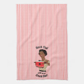 レトロの主婦ロックアウトあなたのクロックをアウト キッチンタオル (縦)