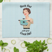 レトロの主婦ロックアウトあなたのクロックをアウト キッチンタオル (折り畳み)