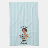 レトロの主婦ロックアウトあなたのクロックアウトWOC キッチンタオル (縦)