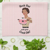 レトロの主婦ロックアウトあなたのクロックアウトWOC キッチンタオル (折り畳み)