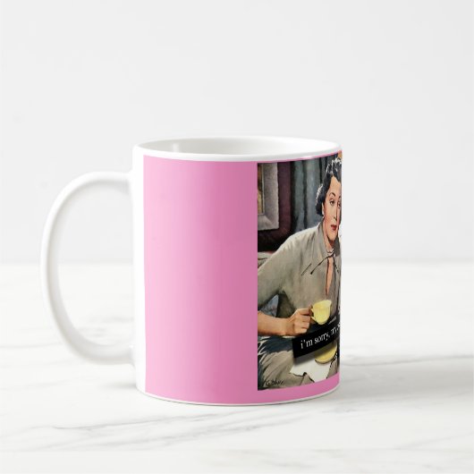 レトロの主婦"愚かのための治療無し" コーヒーマグカップ (左)