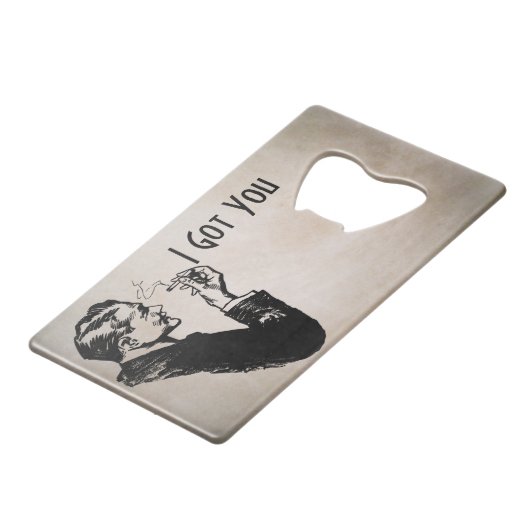 レトロの人の喫煙のクレジットカードの栓抜き クレジットカード栓抜き (正面アングル)