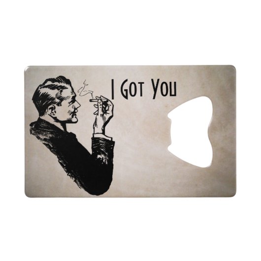 レトロの人の喫煙のクレジットカードの栓抜き クレジットカード栓抜き (裏面横)